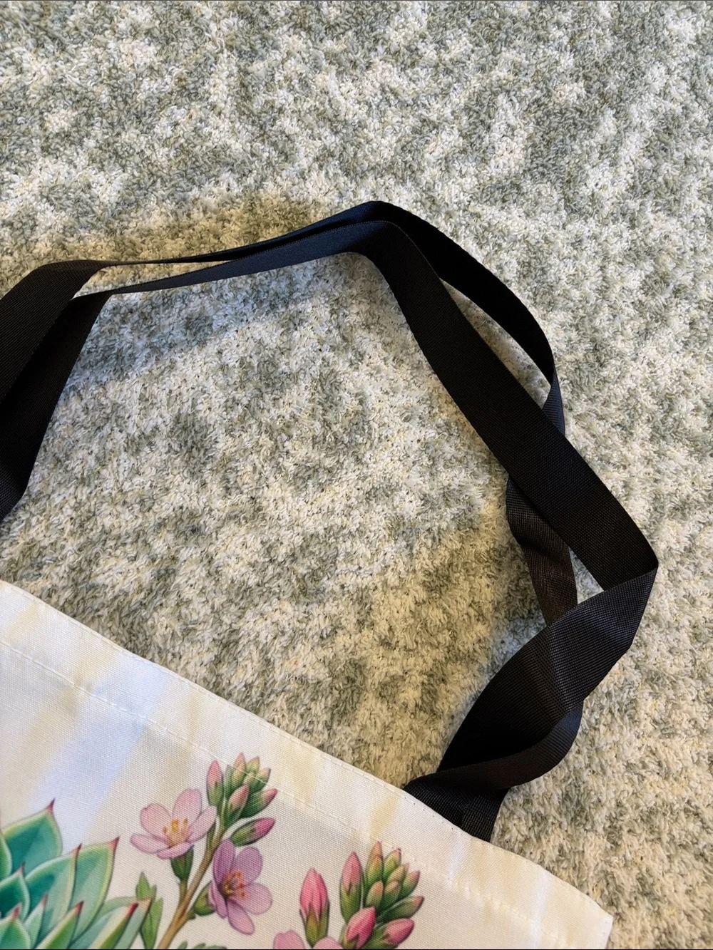 Pastel Potted Succulents Cactus Poly Tote Bag NWT 14x15.25”